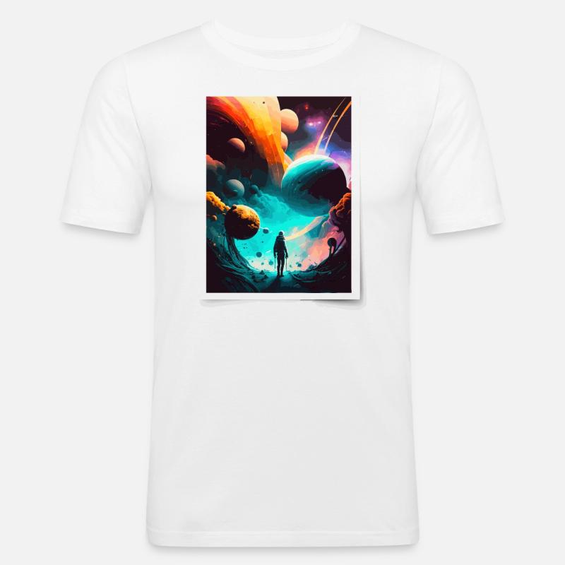 Kosmische Reise - Männer Slim Fit T-Shirt - Weiß