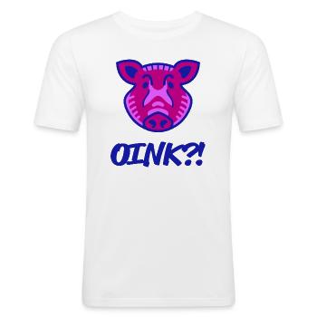 Waldfreunde Oink v1 - Männer Slim Fit T-Shirt - Weiß - Vorne - Nik (191cm)