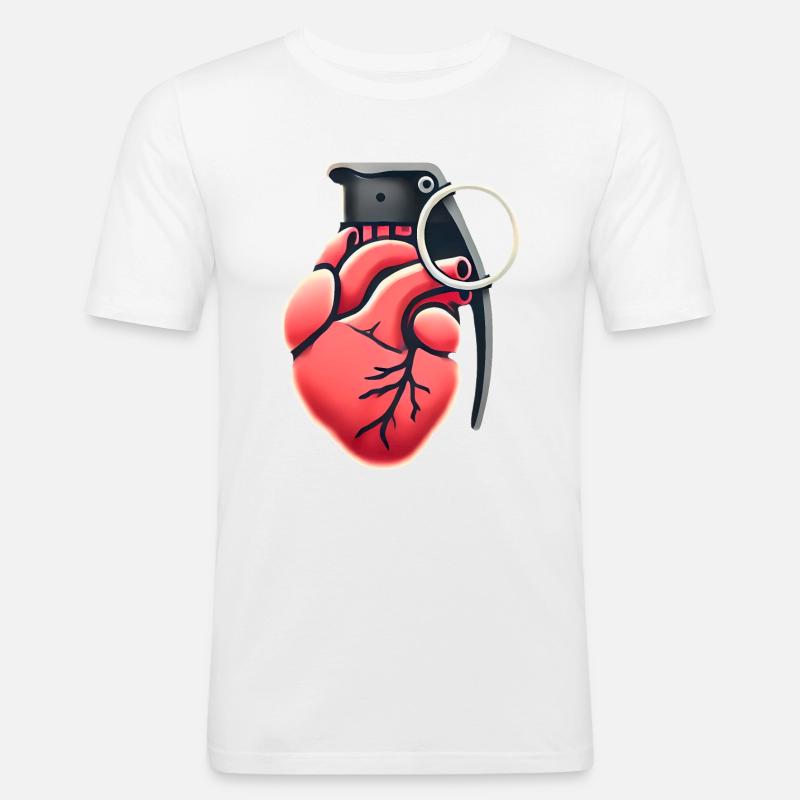 Explosive Herzgranate Design - Männer Slim Fit T-Shirt - Weiß