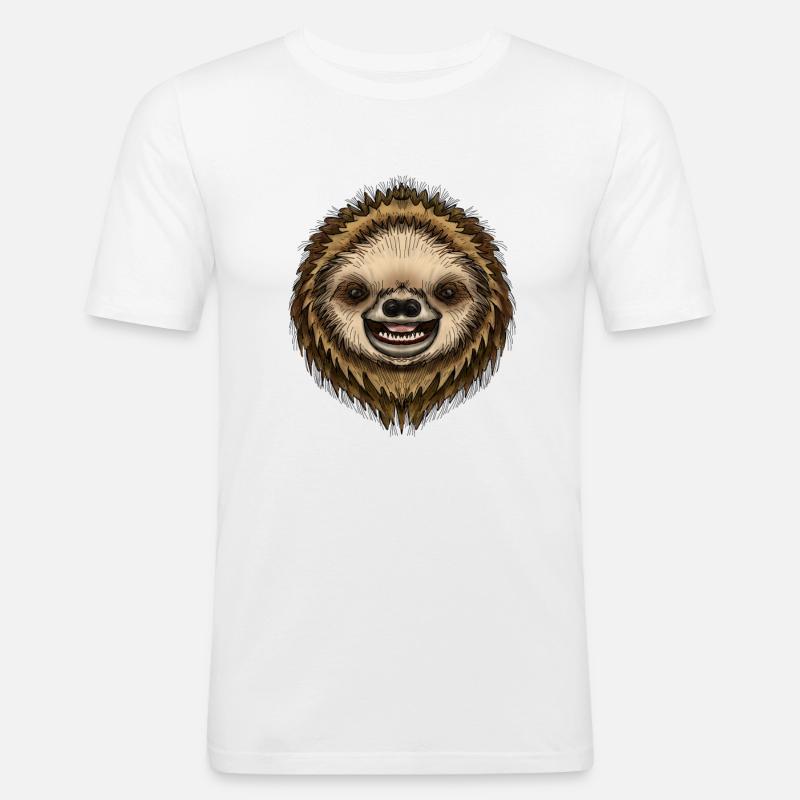 Simon Sloth von Jon Ball - Männer Slim Fit T-Shirt - Weiß