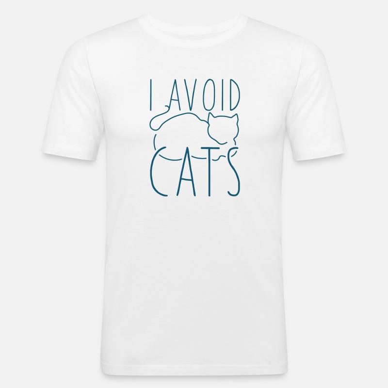 I Avoid Cats - Men's Slim Fit T-Shirt - white