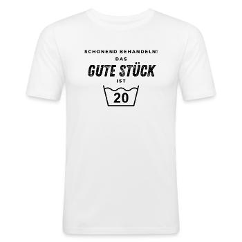 Treat gently! 20th Birthday - Men's Slim Fit T-Shirt - white - Front - Nik (191cm)