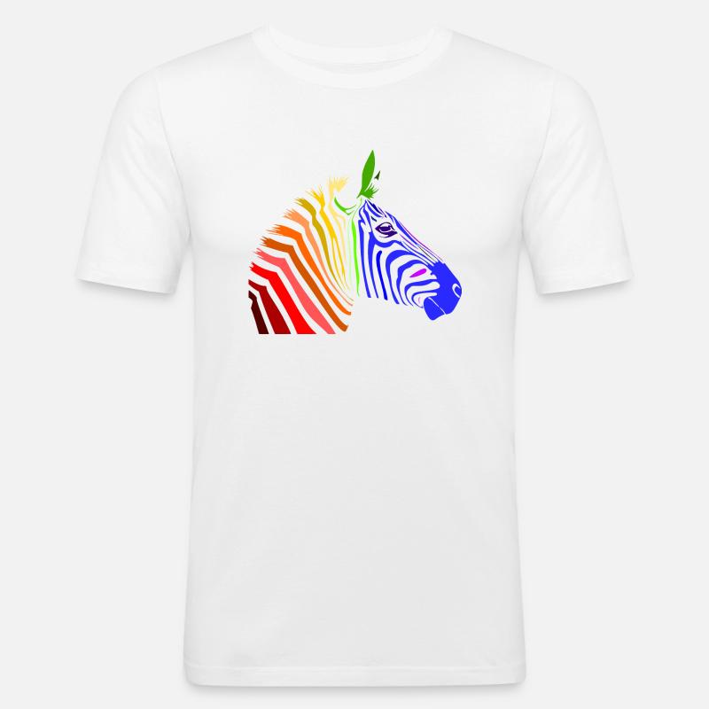 Zebra; Punk Zebra; Rainbow Zebra - Männer Slim Fit T-Shirt - Weiß