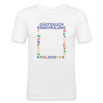 Gästebuch Einschulung 2025 Schulanfang Schulkinder - Männer Slim Fit T-Shirt - Weiß - Vorne - Nik (191cm)