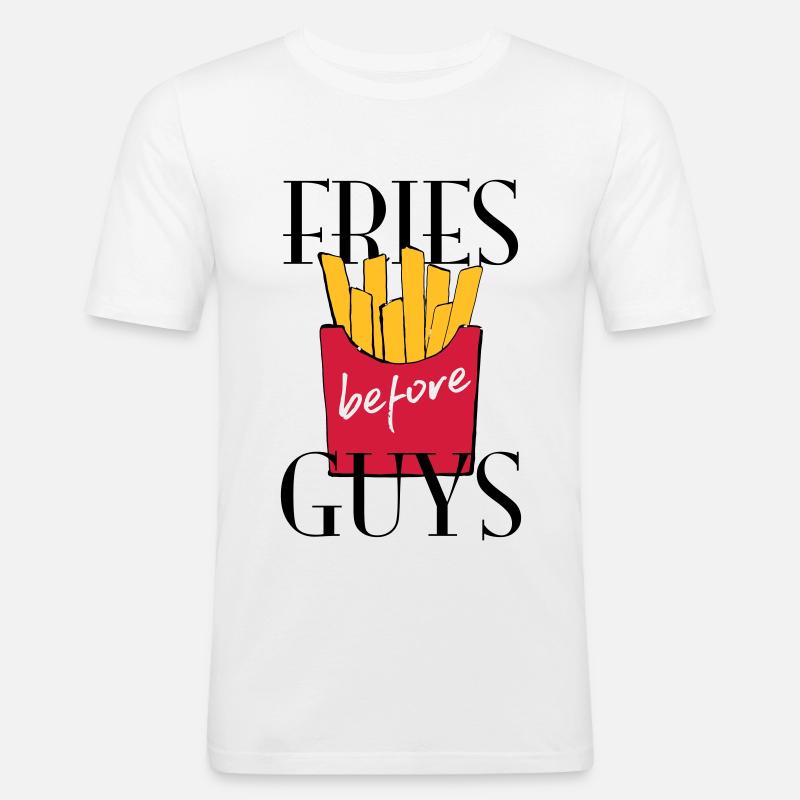 Pommes - Männer Slim Fit T-Shirt - Weiß