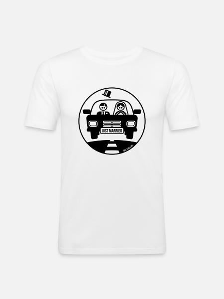 Just Married – Honeymoon (1C) - Men's Slim Fit T-Shirt - white