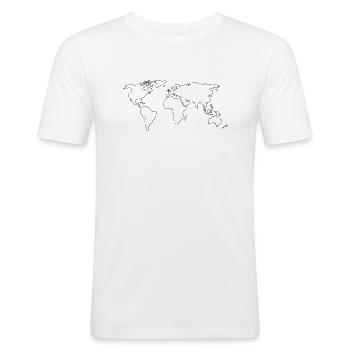 carte du monde - T-shirt près du corps Homme - blanc - Devant - Nik (191cm)