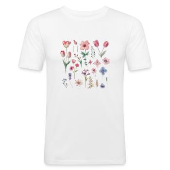 Spring Flowers - Men's Slim Fit T-Shirt - white - Front - Nik (191cm)