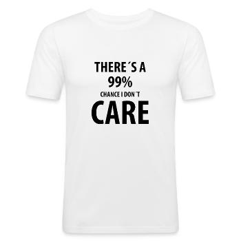 Il y a 99% de chances que je m'en fiche | Citations drôles - T-shirt près du corps Homme - blanc - Devant - Nik (191cm)