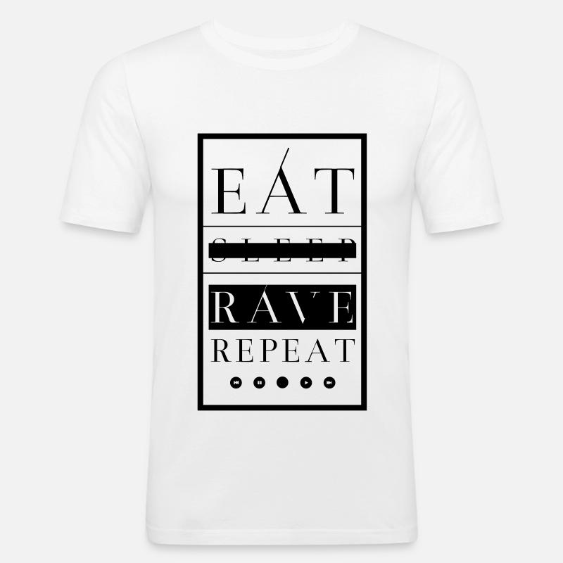 EAT SLEEP RAVE REPEAT - Männer Slim Fit T-Shirt - Weiß