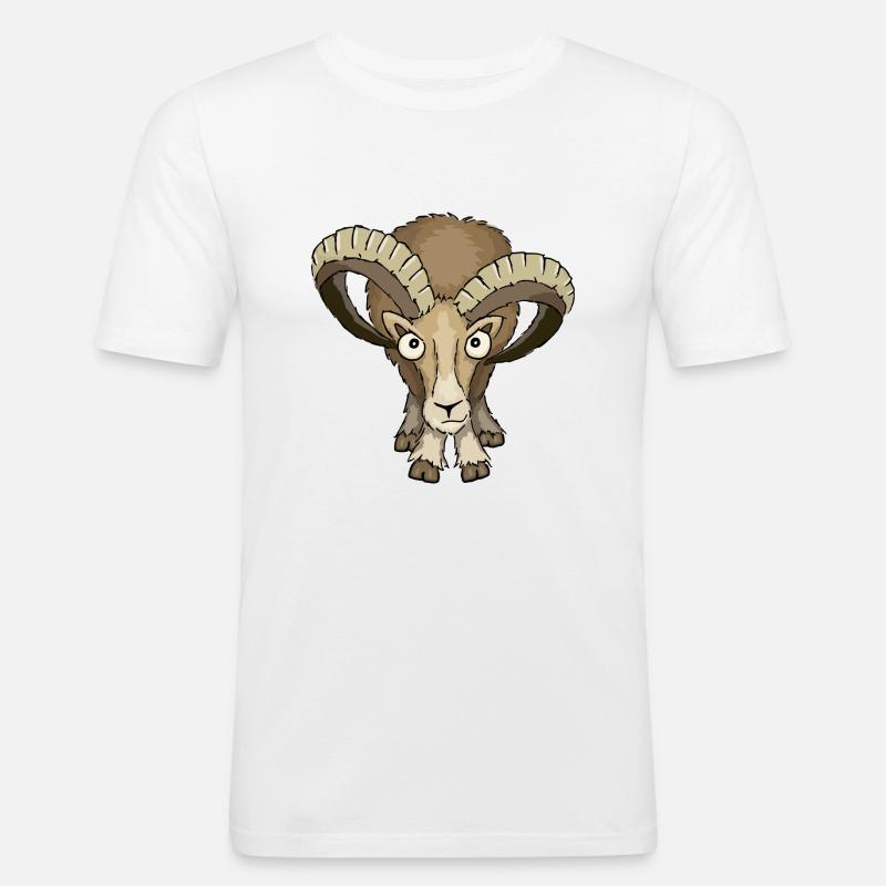 bockiges Mufflon - Männer Slim Fit T-Shirt - Weiß