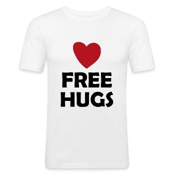 Free Hugs - Männer Slim Fit T-Shirt - Weiß - Vorne - Nik (191cm)