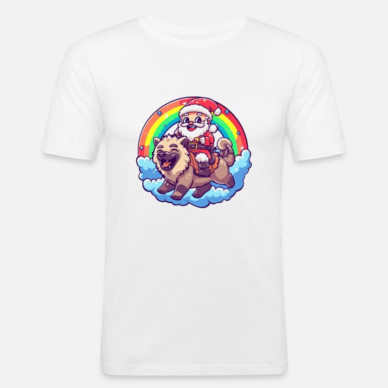 Hyäne Weihnachtsmann Regenbogen - Männer Slim Fit T-Shirt - Weiß