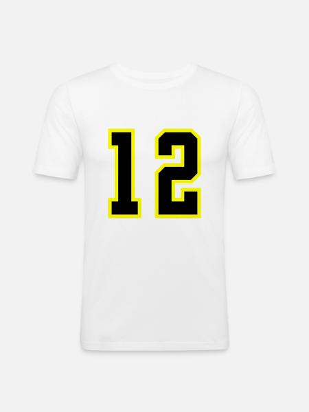 12 Zahl Trikot - Männer Slim Fit T-Shirt - Weiß