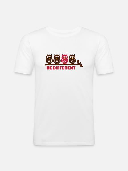 Eule - Männer Slim Fit T-Shirt - Weiß