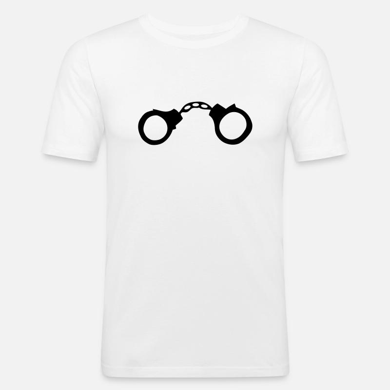 Handschellen - Männer Slim Fit T-Shirt - Weiß