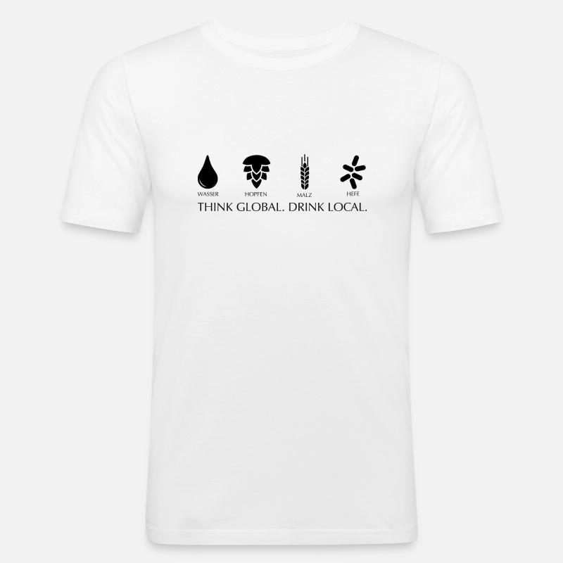 Think global drink local - Männer Slim Fit T-Shirt - Weiß