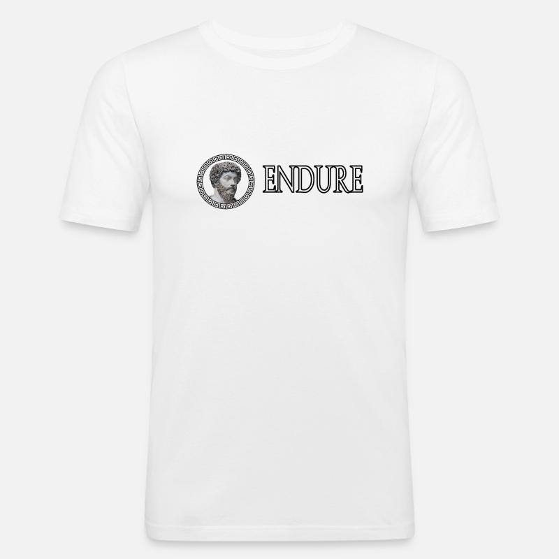 Marcus Aurelius - ENDURE - Männer Slim Fit T-Shirt - Weiß