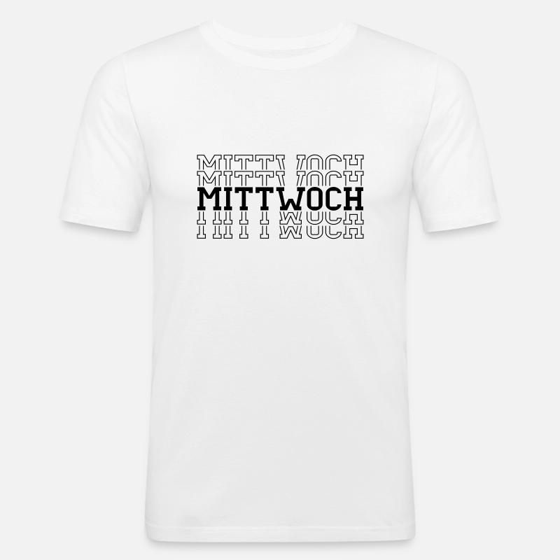 mittwoch - Männer Slim Fit T-Shirt - Weiß