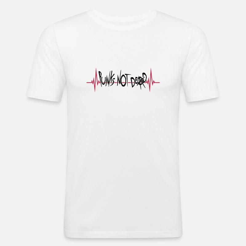 punks pas mort citation - T-shirt près du corps Homme - blanc