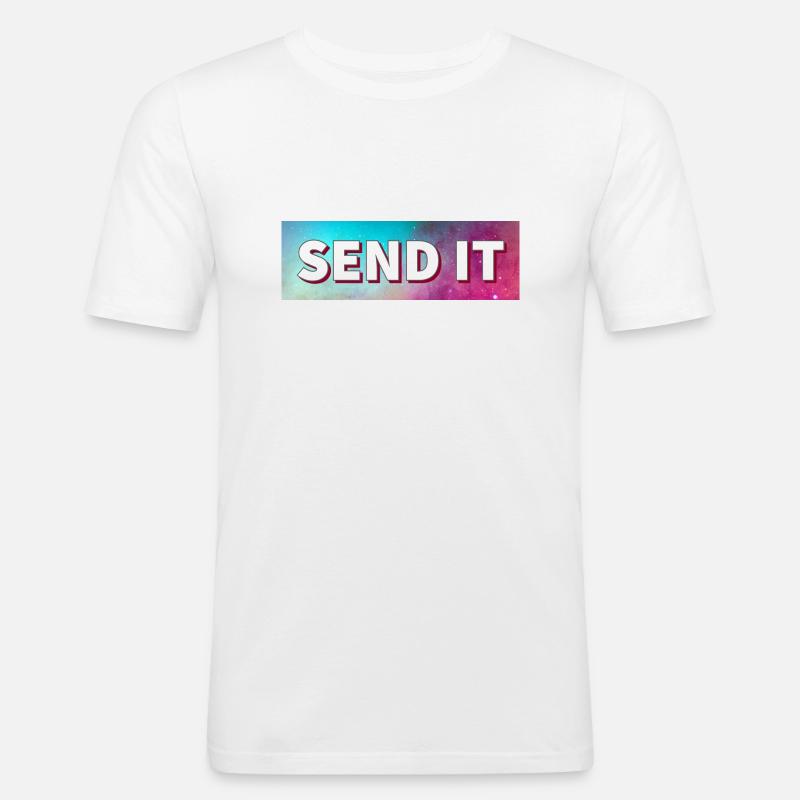 SEND IT Boxlogo - Männer Slim Fit T-Shirt - Weiß