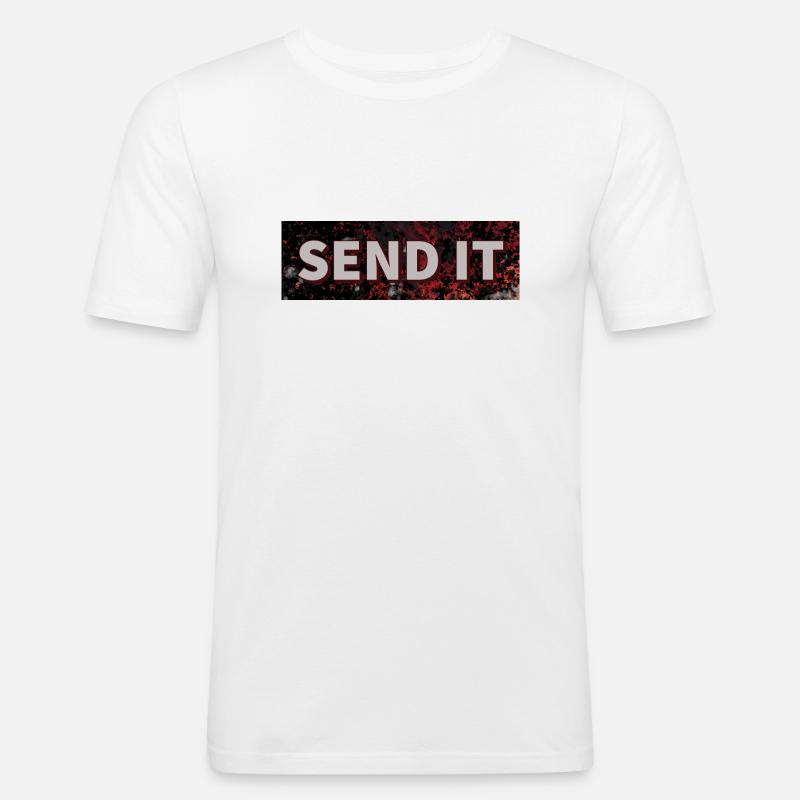 SEND IT Boxlogo - Männer Slim Fit T-Shirt - Weiß