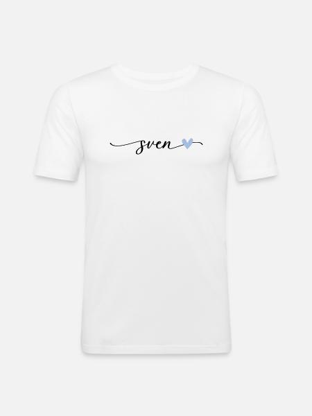 Sven Name Calligraphy Font - Men's Slim Fit T-Shirt - white