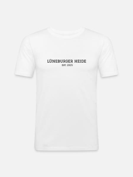 Lüneburger Heide "schwarz college" - Männer Slim Fit T-Shirt - Weiß