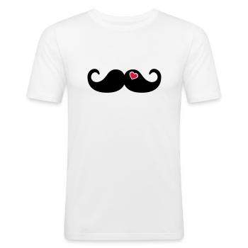 Mustache Bart - Männer Slim Fit T-Shirt - Weiß - Vorne - Nik (191cm)