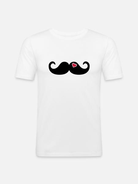 Mustache Barbe - T-shirt près du corps Homme - blanc