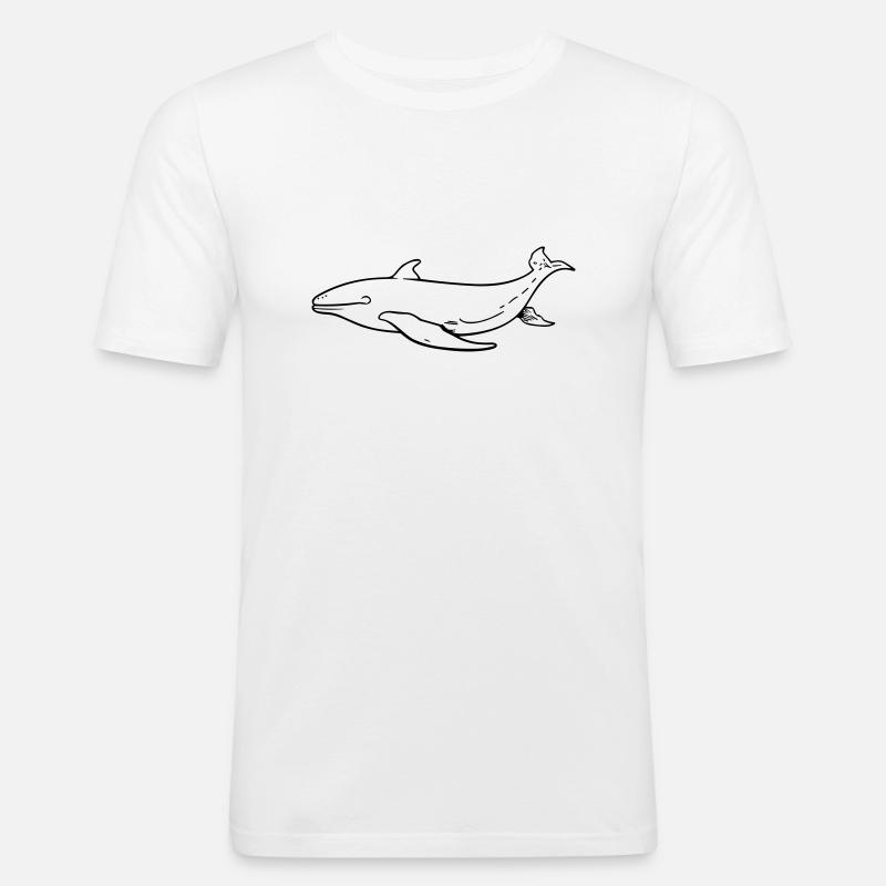 Wal - Männer Slim Fit T-Shirt - Weiß