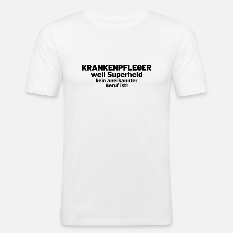 Krankenpfleger Spruch Superheld - Männer Slim Fit T-Shirt - Weiß