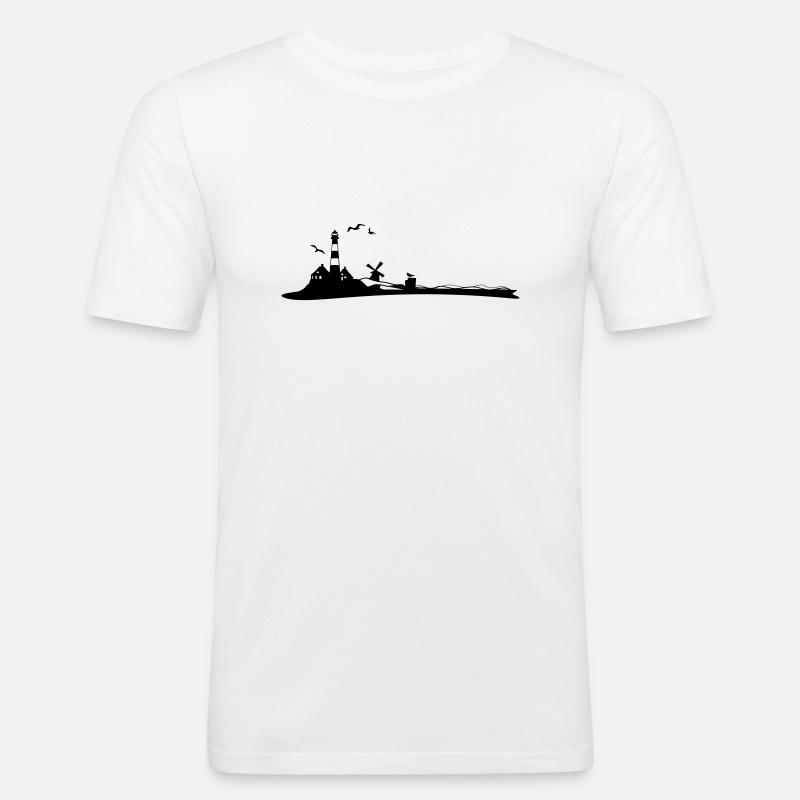 Landschaft - Leuchtturm - Männer Slim Fit T-Shirt - Weiß