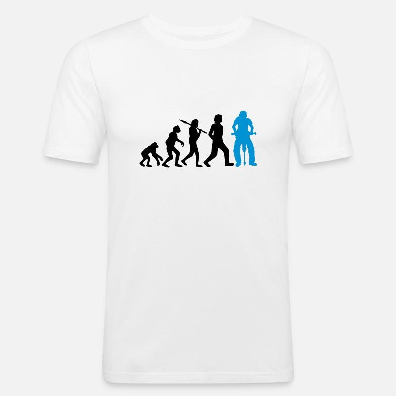 Logo Evolution Presslufthammer - Männer Slim Fit T-Shirt - Weiß