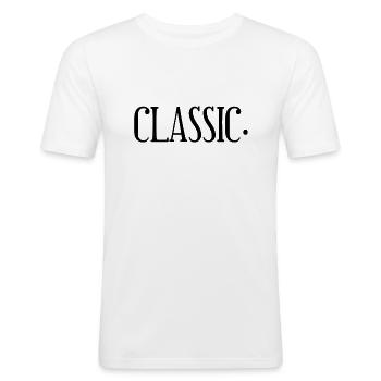 Classic. Urban Classic Style Designer T-Shirt - Männer Slim Fit T-Shirt - Weiß - Vorne - Nik (191cm)