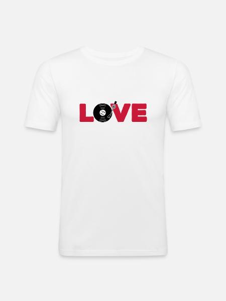 Love Vinyl 2C Farbwechsel - Männer Slim Fit T-Shirt - Weiß