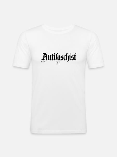 Antifaschist - Männer Slim Fit T-Shirt - Weiß