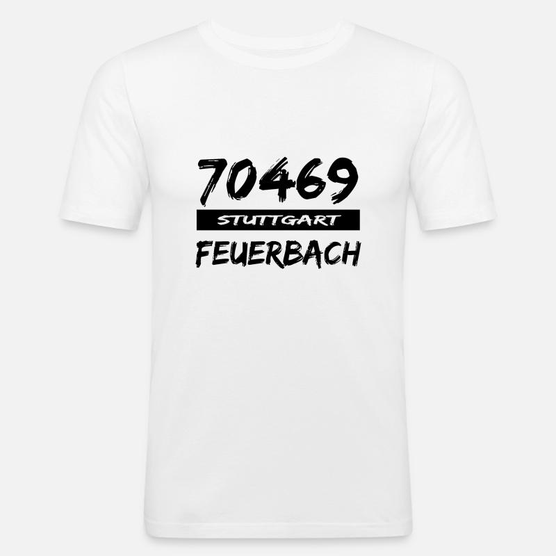 70469 Stuttgart Feuerbach Postleitzahl tshirt - Männer Slim Fit T-Shirt - Weiß