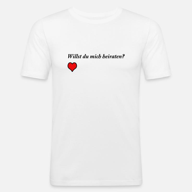Heiratsantrag mit Herz - Männer Slim Fit T-Shirt - Weiß