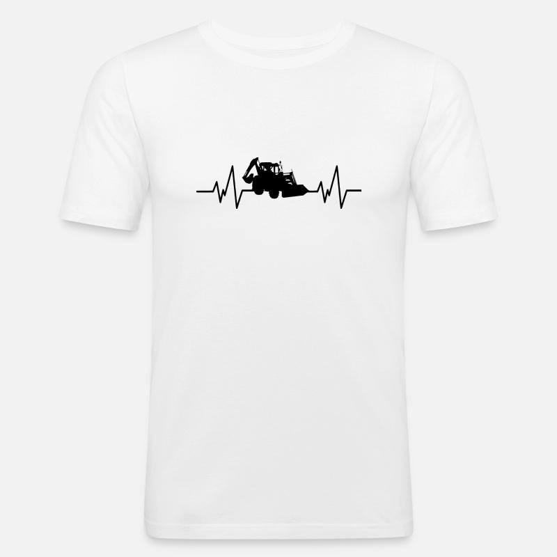 Bagger Traktor Herzschlag - Männer Slim Fit T-Shirt - Weiß