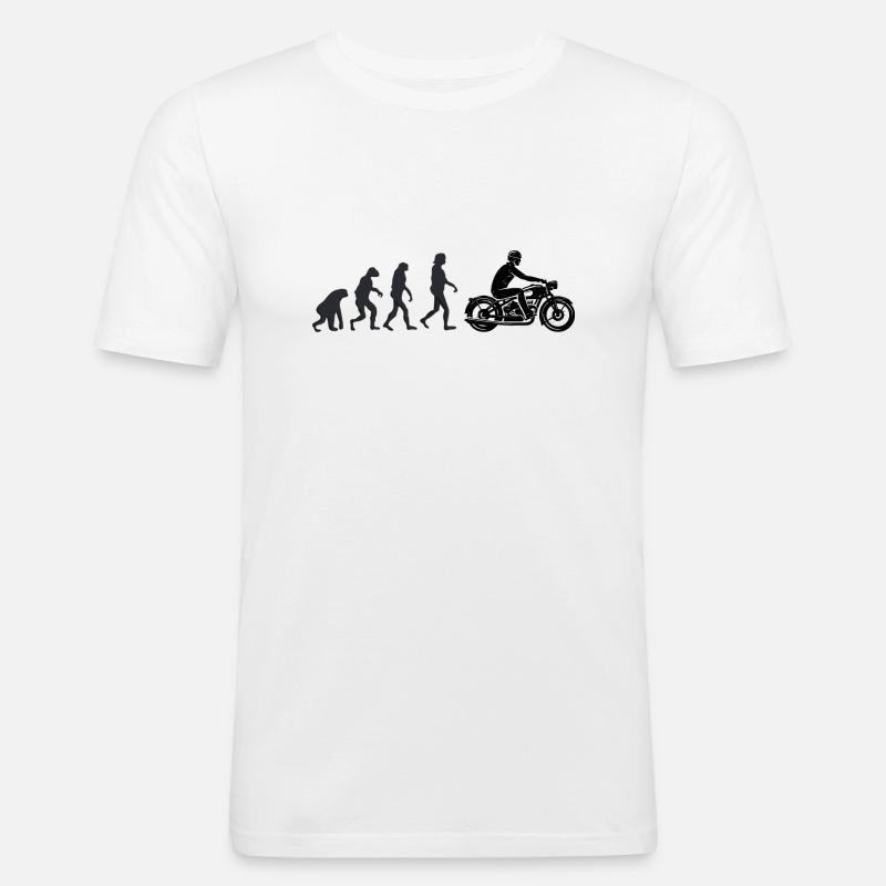Motorradfahrer - Menschliche Evolution - Männer Slim Fit T-Shirt - Weiß
