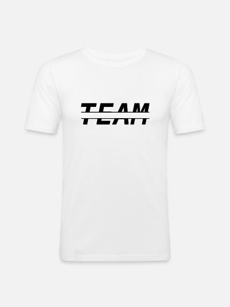 TEAM gross - Männer Slim Fit T-Shirt - Weiß