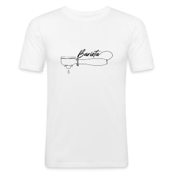 Barista - Männer Slim Fit T-Shirt - Weiß - Vorne - Nik (191cm)