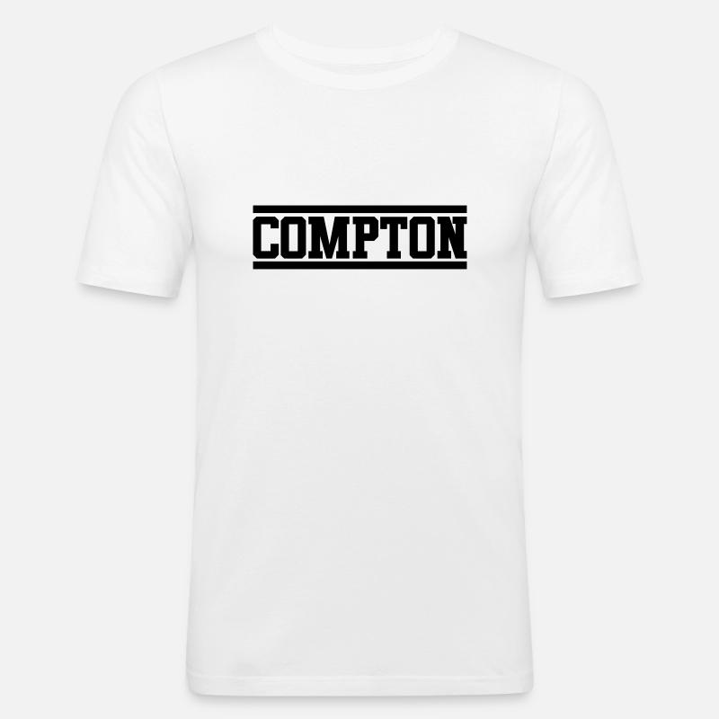 Compton - Männer Slim Fit T-Shirt - Weiß