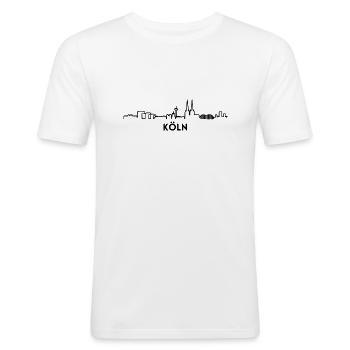 Stadt Köln - Männer Slim Fit T-Shirt - Weiß - Vorne - Nik (191cm)