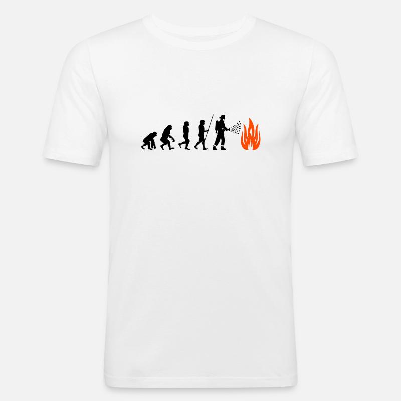 Feuerwehr Evolution - Männer Slim Fit T-Shirt - Weiß