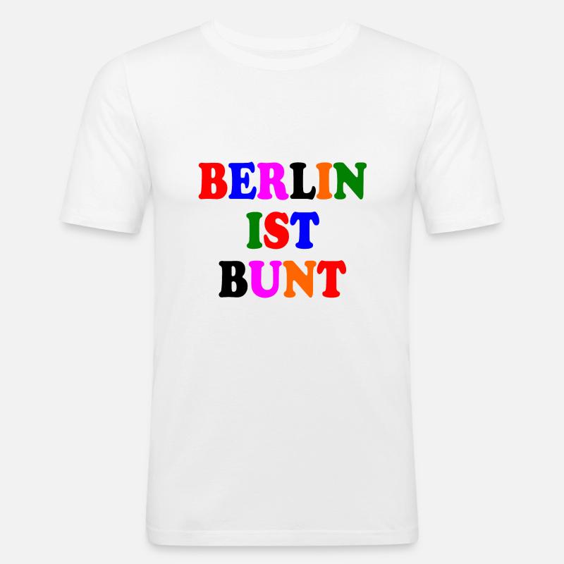 Berlin ist bunt - Männer Slim Fit T-Shirt - Weiß