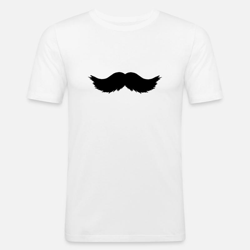 Schnurrbart - Männer Slim Fit T-Shirt - Weiß