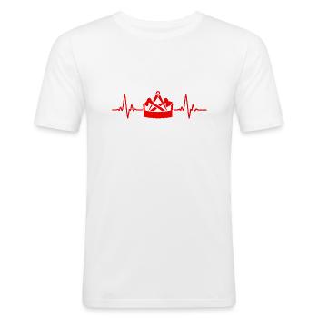 Love Zimmerer Logo Rouge - T-shirt près du corps Homme - blanc - Devant - Nik (191cm)