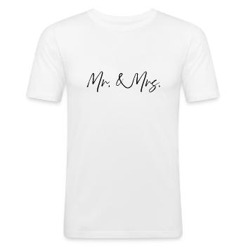 Mr & Mrs Hochzeitspaar Verlobung - Männer Slim Fit T-Shirt - Weiß - Vorne - Nik (191cm)